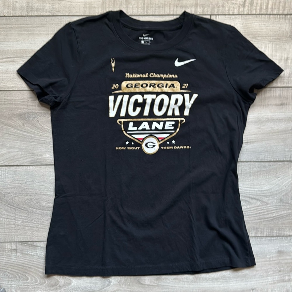 2021 Nike UGA Georgia Bulldogs Victory‎ Lane Championship T-Shirt Women's Black